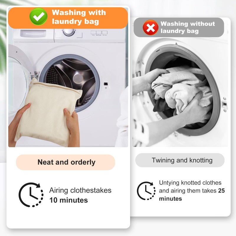 NAHADS 4-Piece Medium Durable Organic Cotton Mesh Laundry Bags with Sturdy Zippers and Breathable Mesh are Delicate Laundry Bags for Underwear, Clothes, Pants and Socks - Image 2