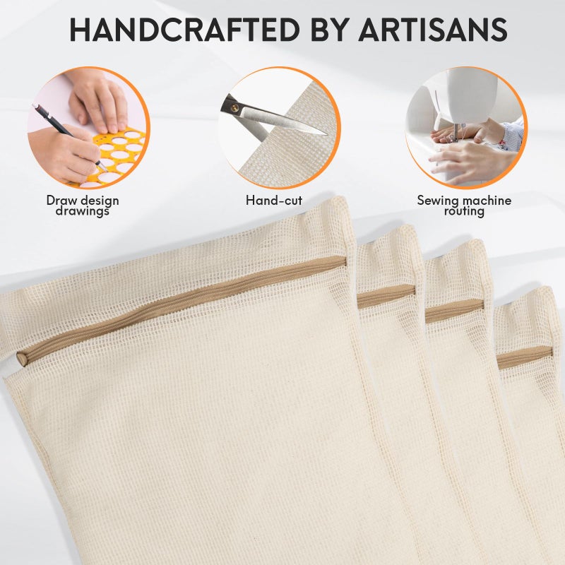 NAHADS 4-Piece Medium Durable Organic Cotton Mesh Laundry Bags with Sturdy Zippers and Breathable Mesh are Delicate Laundry Bags for Underwear, Clothes, Pants and Socks - Image 3