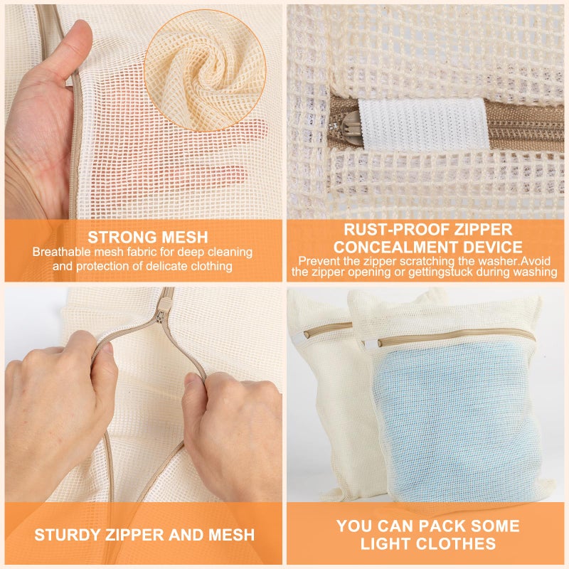NAHADS 4-Piece Medium Durable Organic Cotton Mesh Laundry Bags with Sturdy Zippers and Breathable Mesh are Delicate Laundry Bags for Underwear, Clothes, Pants and Socks - Image 5