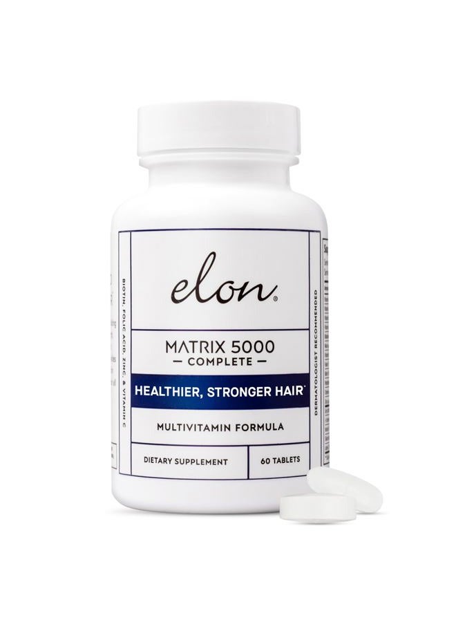 Elon Matrix 5000 Complete Multivitamin — Skin, Hair and Nail Growth Vitamins — Healthy Hair Growth Vitamins for Women & Men — 5000Mcg Biotin Supplement (60 Day Supply)  - Image 1