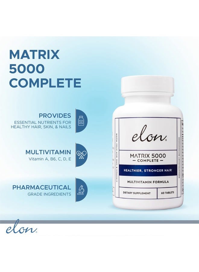 Elon Matrix 5000 Complete Multivitamin — Skin, Hair and Nail Growth Vitamins — Healthy Hair Growth Vitamins for Women & Men — 5000Mcg Biotin Supplement (60 Day Supply)  - Image 2