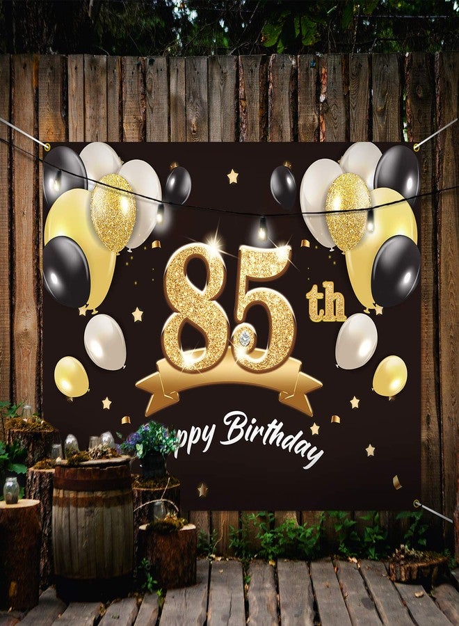 PAKBOOM Happy 85th Birthday Banner Backdrop - 85 Birthday Party Decorations Supplies for Men - Black Gold 4 x 6ft - Image 5