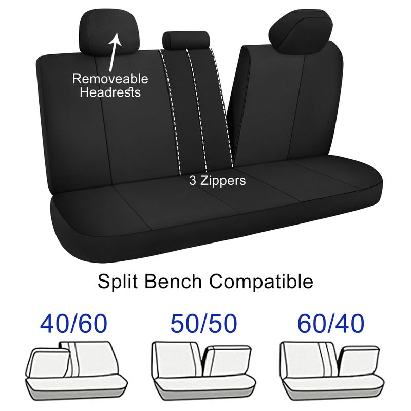 CAROMOP Waterproof Car Seat Cover Full Seats, Neoprene Seat Covers for Cars,Split Bench Compatible Car Interior Covers, Universal Fit Most Car Sedan Truck SUV(Black) - Image 4