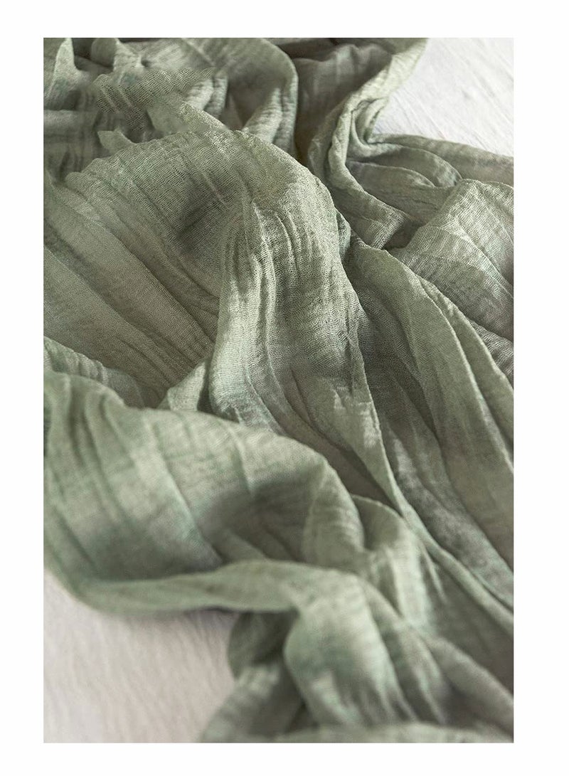 SYOSI عداء طاولة من الشاش الأخضر الواسع، نصف شفاف لزينة حفلات الزفاف واستقبال العرائس وحفلات عيد الميلاد لزينة حفلات الزفاف الريفية (14" x 35") - Image 4