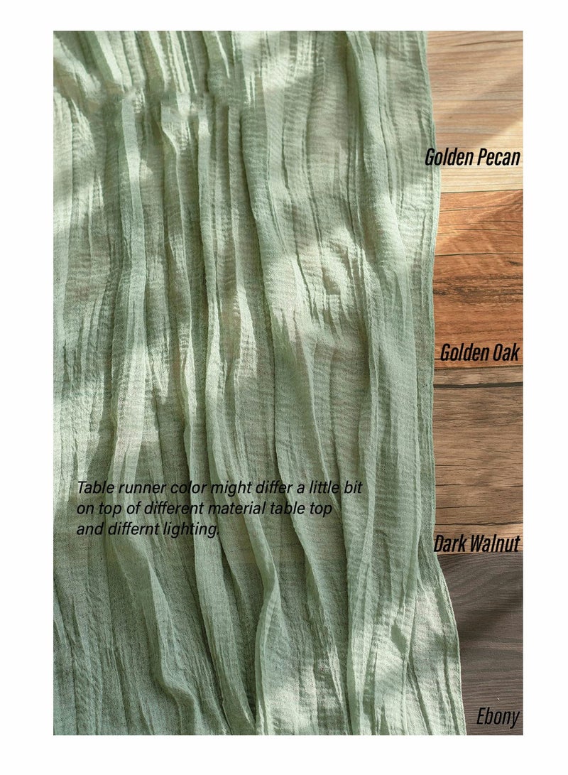 SYOSI عداء طاولة من الشاش الأخضر الواسع، نصف شفاف لزينة حفلات الزفاف واستقبال العرائس وحفلات عيد الميلاد لزينة حفلات الزفاف الريفية (14" x 35") - Image 5