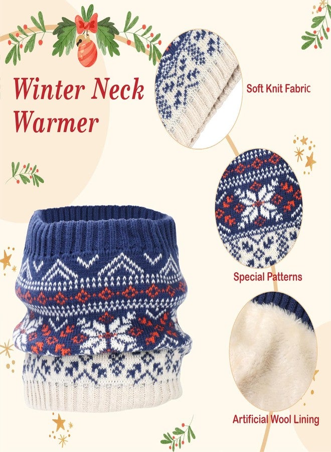 OGnomiFX Boys Girls Winter Hat Gloves Scarf Set for 5-10 Years Old, Christmas Gifts for Kids, Children's Beanie with Pompom, Soft Knit Neck Warmer, Full finger gloves (Dark Blue) - Image 3
