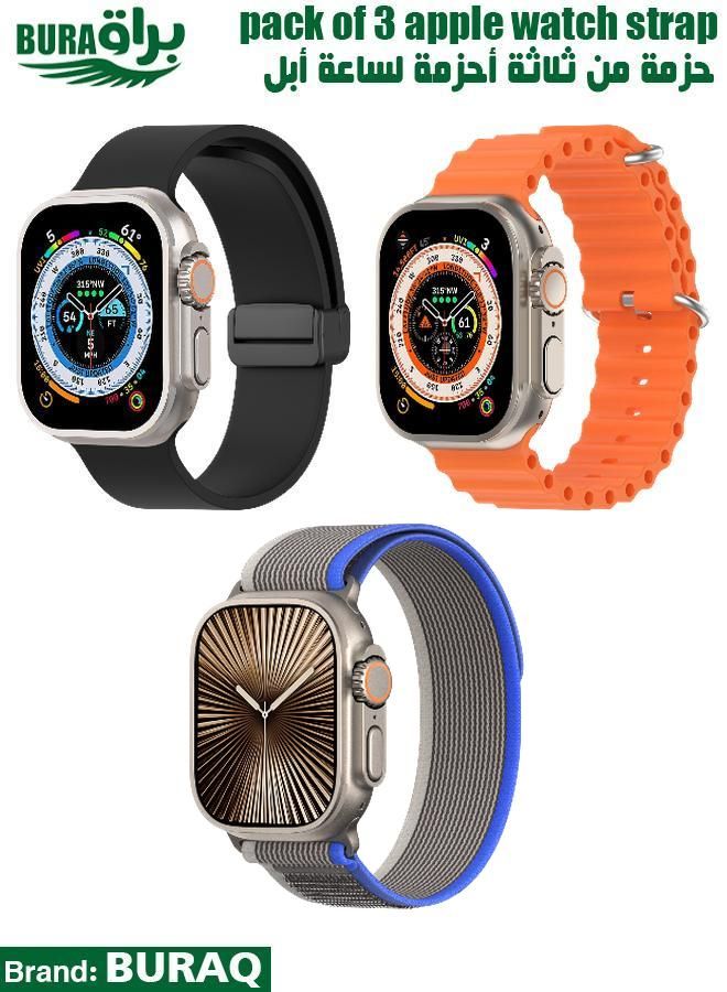 BURAQ Apple Watch Band Strap For Apple Watch Ultra 2/Ultra 49mm, Series 10 46mm, 9/8/7 45mm, SE2/SE/6/5/4 44mm, 3/2/1 42mm