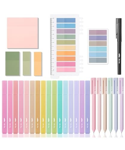 Mr. Pen Mr Pen Aesthetic Book Annotation Kit 16 No Bleed Aesthetic Highlighters 6 Colored Ink Gel Pens 700 Sheets Transparent Sticky Notes Tabs for Study Bible Journaling Planner Office Supplies - Image 1