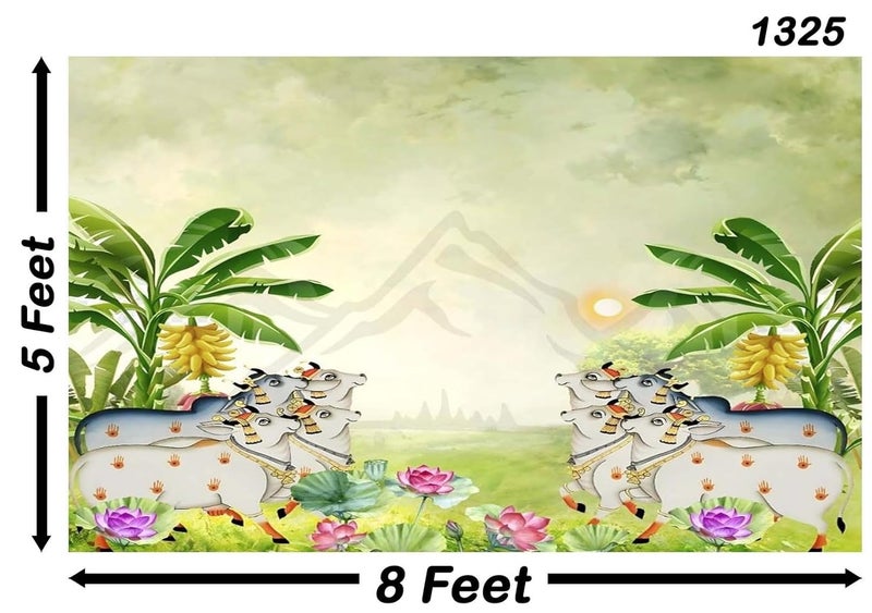 Backdropon خلفيات تصوير الأبقار والأوراق خلفية طبيعية ستارة قماش خلفية عيد ميلاد بدون seams حجم 5 أقدام ارتفاع و 8 أقدام عرض (5 * 8) - Image 3