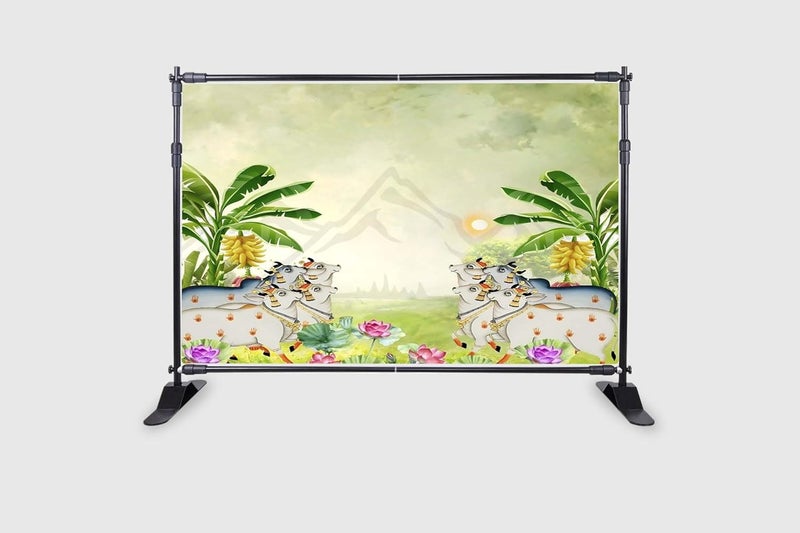 Backdropon خلفيات تصوير الأبقار والأوراق خلفية طبيعية ستارة قماش خلفية عيد ميلاد بدون seams حجم 5 أقدام ارتفاع و 8 أقدام عرض (5 * 8) - Image 2