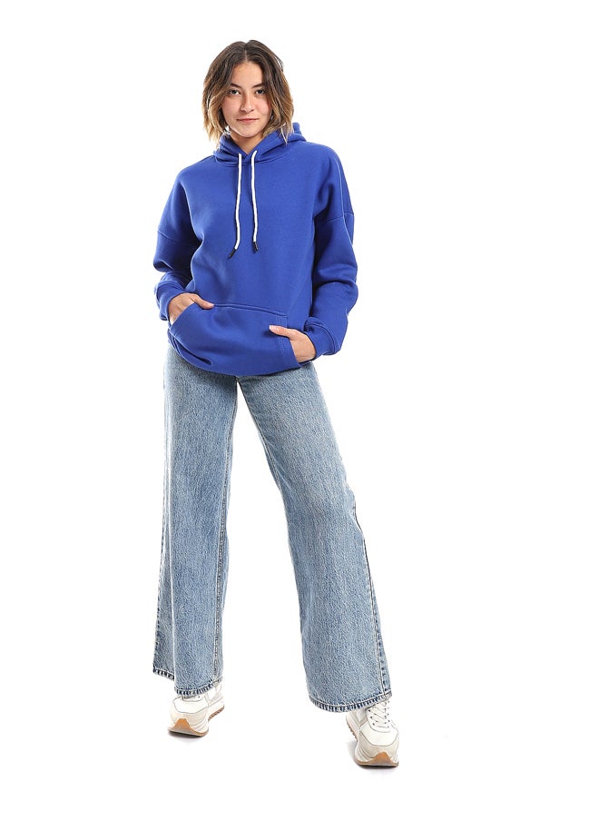 Andora - Royal Blue Fleeced Plain Hoodie_Blue - Image 1