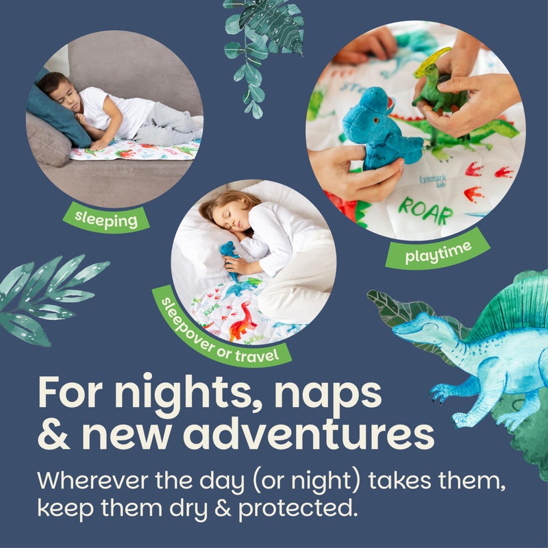 Lynmark® 2x Potty Training Mattress Protector Pee Pad for Kids - Waterproof Toddler Bed Wetting Mat for Toilet Training - Non-Slip Washable Bedwetting Topper Absorbs Up to 2000ml - 35" x 33", Dinosaur - Image 3