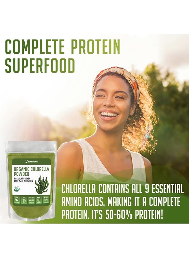 XPRS Nutra Organic Chlorella Powder - Broken Cell Wall Chlorophyll Powder - Chlorella Organic Powder for Immunity - Vegan Friendly Chlorella Powder Organic for Complete Protein (8 Ounce) - Image 2