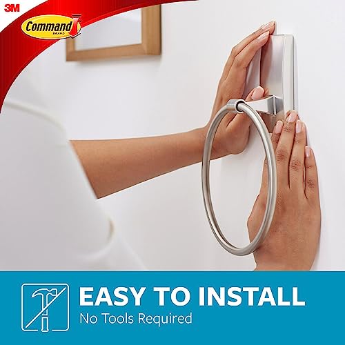 Command Hand Towel Holder Satin Nickel with Water Resistant Command Strips, Rust Resistant Bathroom Organizer, Holds up to 5 lbs, Large - Image 3