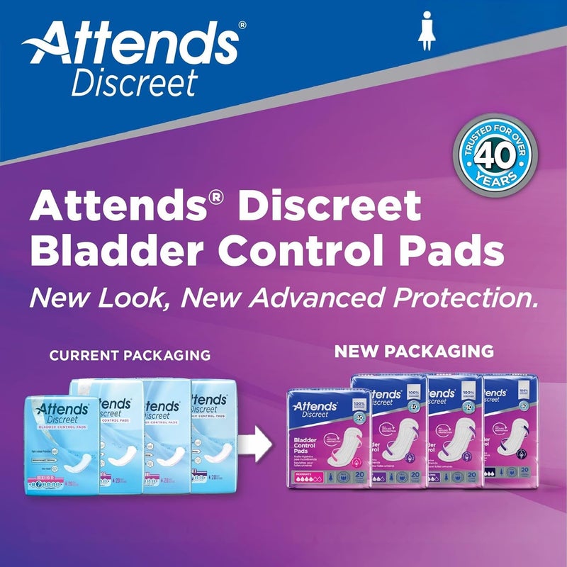 Attends Discreet Bladder Control Pads  Maximum Long Womens Incontinence Liner Pad ADPMAL 20 Count - Image 3