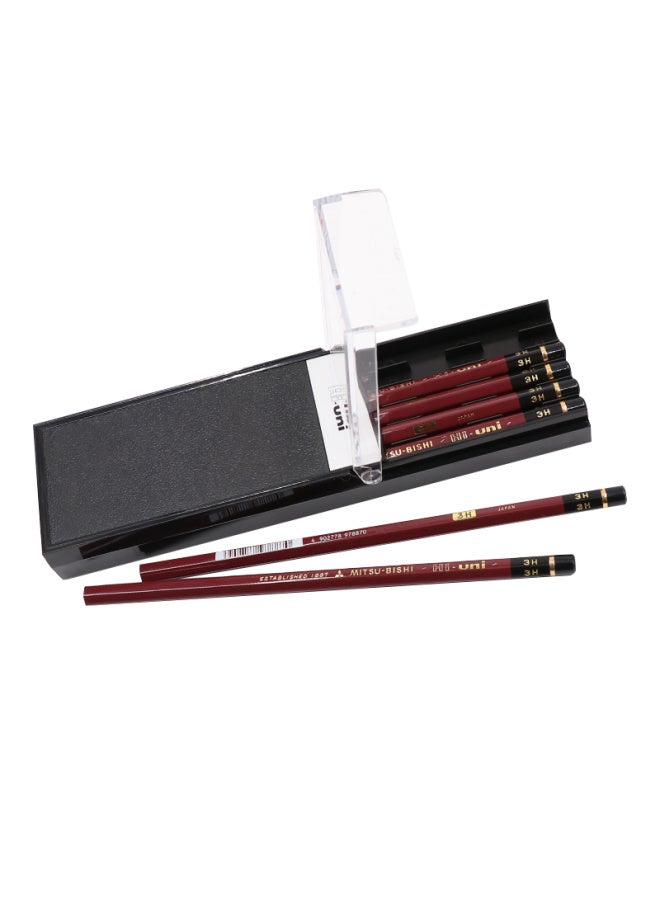 Uni Mitsubishi Sketching Drawing Pencil Student Pencil Hi-uni Wooden Pencil 3h 12-pack - Image 1