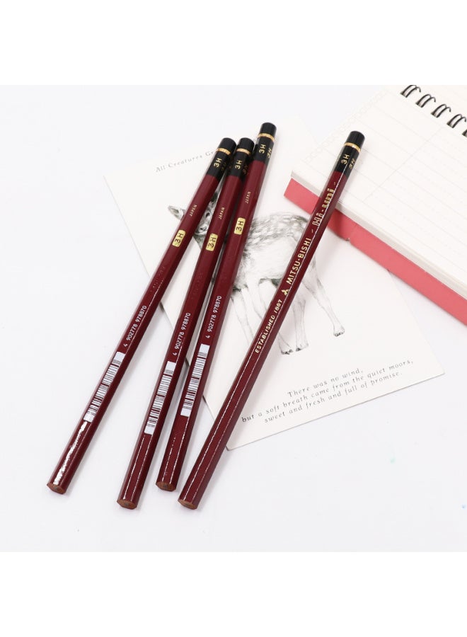 Uni Mitsubishi Sketching Drawing Pencil Student Pencil Hi-uni Wooden Pencil 3h 12-pack - Image 3