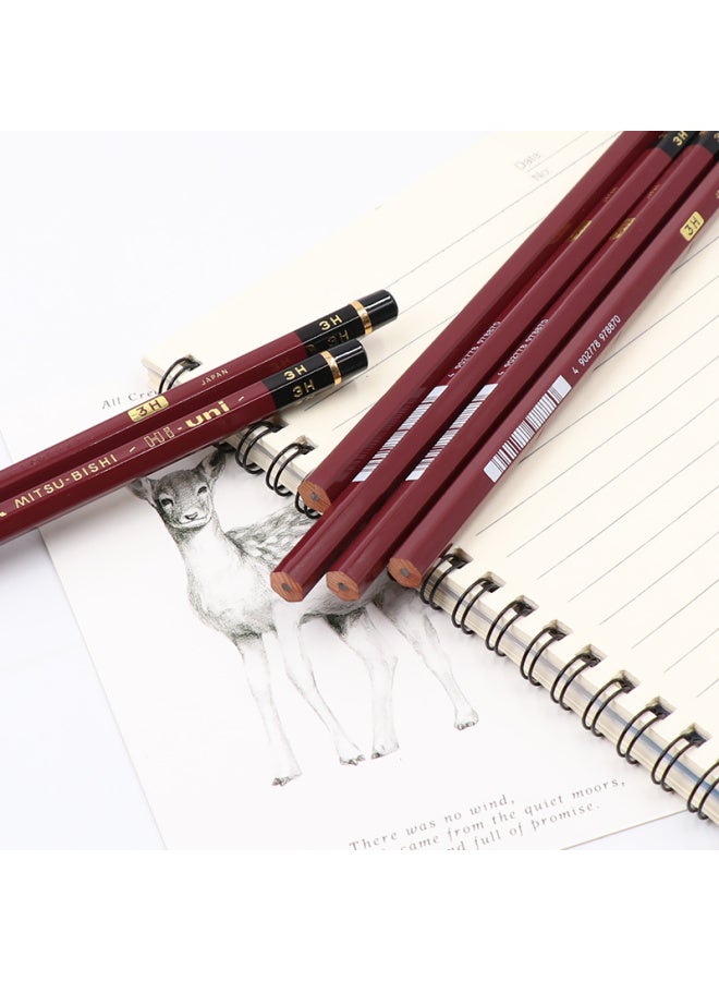 Uni Mitsubishi Sketching Drawing Pencil Student Pencil Hi-uni Wooden Pencil 3h 12-pack - Image 2