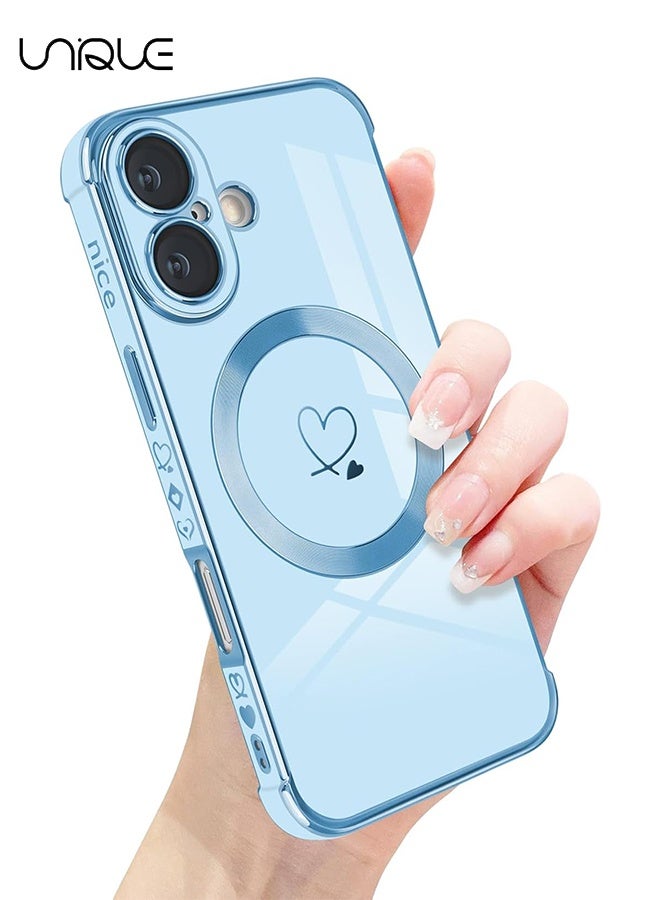 يونيك متوافق مع أغطية iPhone 17 [متوافق مع MagSafe] - نمط قلب الحب اللطيف - غطاء ناعم من TPU مضاد للصدمات مع حماية للكاميرا لـ iPhone 17 - أزرق - Image 1
