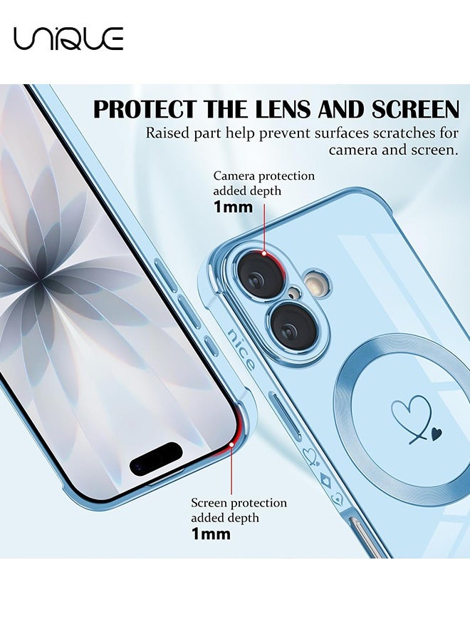 يونيك متوافق مع أغطية iPhone 17 [متوافق مع MagSafe] - نمط قلب الحب اللطيف - غطاء ناعم من TPU مضاد للصدمات مع حماية للكاميرا لـ iPhone 17 - أزرق - Image 3