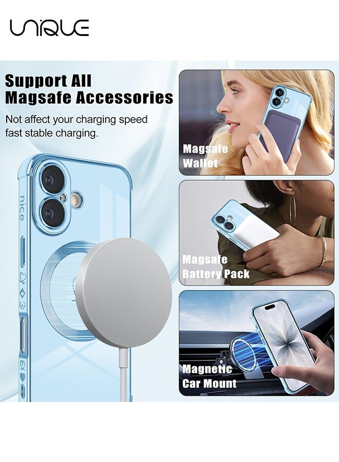 يونيك متوافق مع أغطية iPhone 17 [متوافق مع MagSafe] - نمط قلب الحب اللطيف - غطاء ناعم من TPU مضاد للصدمات مع حماية للكاميرا لـ iPhone 17 - أزرق - Image 4