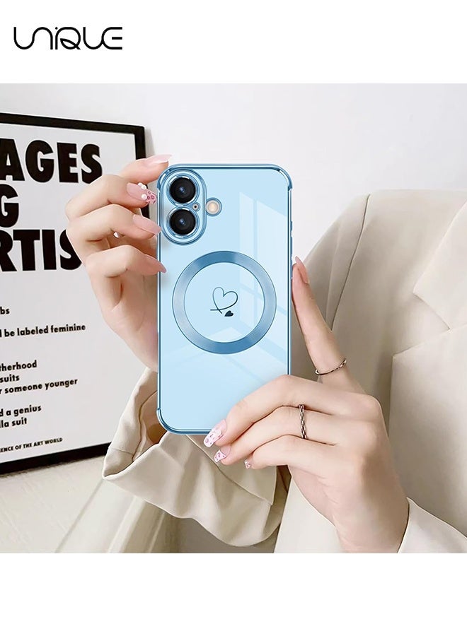 يونيك متوافق مع أغطية iPhone 17 [متوافق مع MagSafe] - نمط قلب الحب اللطيف - غطاء ناعم من TPU مضاد للصدمات مع حماية للكاميرا لـ iPhone 17 - أزرق - Image 5