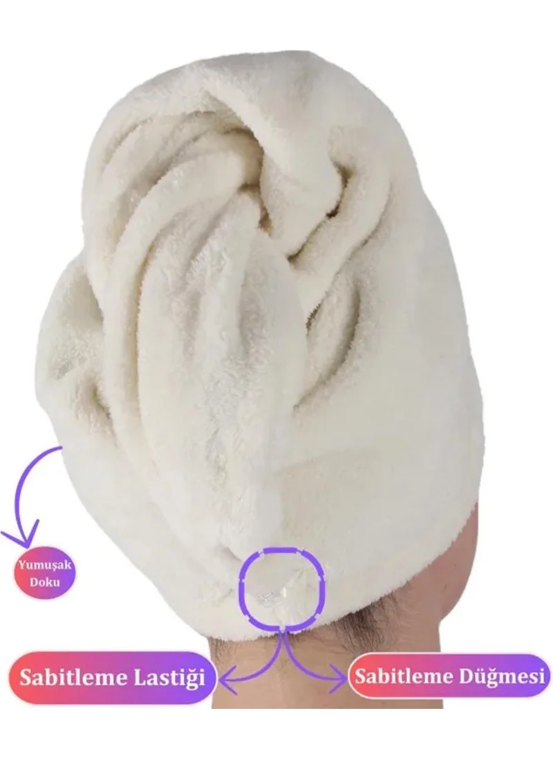 ماجيك ليدي Set of 2 Microfiber Buttoned Hair Towel Hair Cap After Bath Sea Beach and Pool