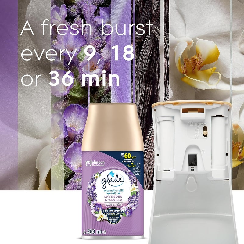 Glade Automatic Air Freshener Spray Holder with Scented Lavender & Vanilla Refill , 269ml - Image 3