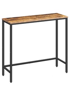 AGD Wooden Narrow Table Modern Side Table Rustic Small Sofa Side Display Desk for Hallway Bedroom Living Room Wood Storage Table with Metal Frame  - Image 2