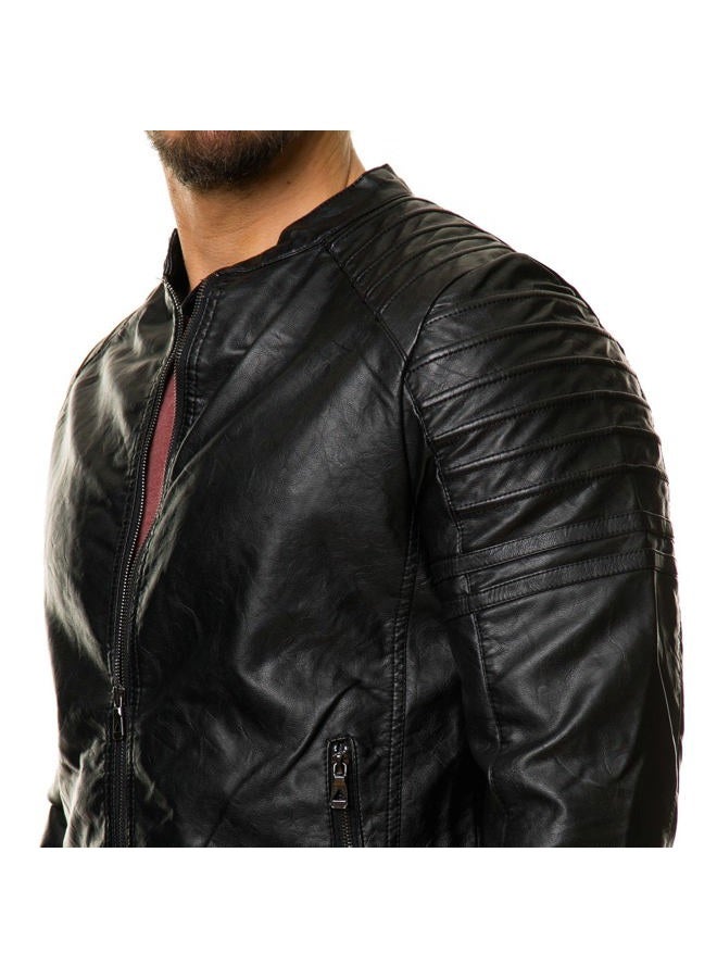 DECIMAL Men's Black REAL Lambskin Leather Biker Jacket VINTAGE GENUINE MOTORCYCLE JACKETS FOR MEN, Black Shoulder, XL - Image 3