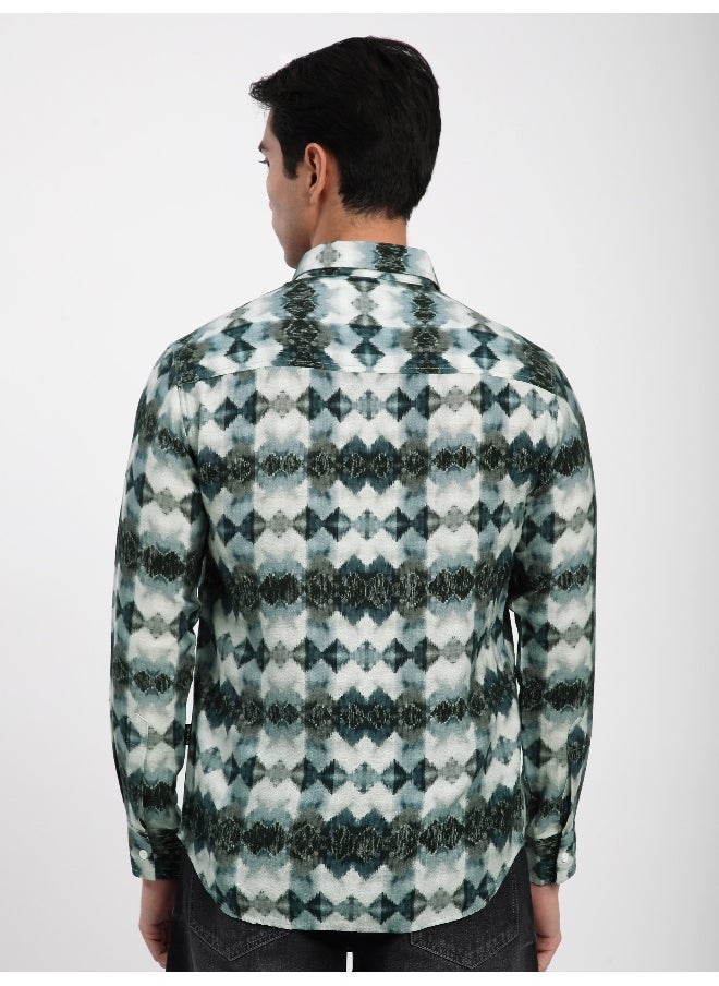 Beyoung Blue Abstract Tribal Printed Shirt  - Image 2