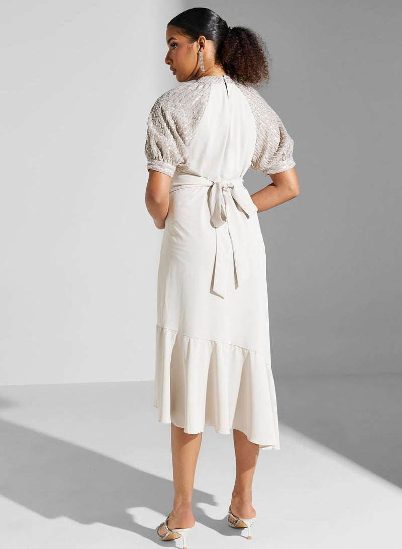 Montania Sequin Sleeve Midi Dress - Image 2