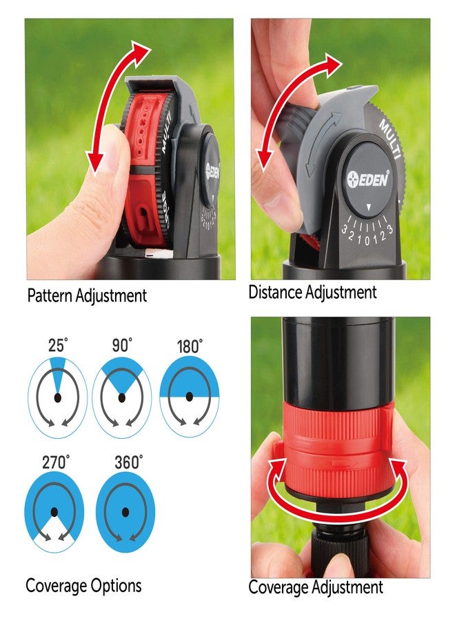 إيدين نظام رش متعدد الأنماط Eden 94124 Turbo Gear Drive Sprinkler Plus، مع مجموعة توصيل سريع، تغطية 360 درجة - Image 2