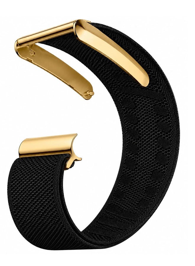 CATANES Woven Nylon Strap Compatible with Whoop 5.0, Adjustable Stretch Sport Band Replacement with Secure Quick-Clip Hardware, Breathable Athletic Wristband for Men and Women - Black with Gold Connector - Image 2