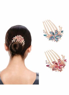 Excefore Rhinestone Hair Combs, 4 Pcs Bridal Wedding Flower Floral Hair Combs  - Image 5
