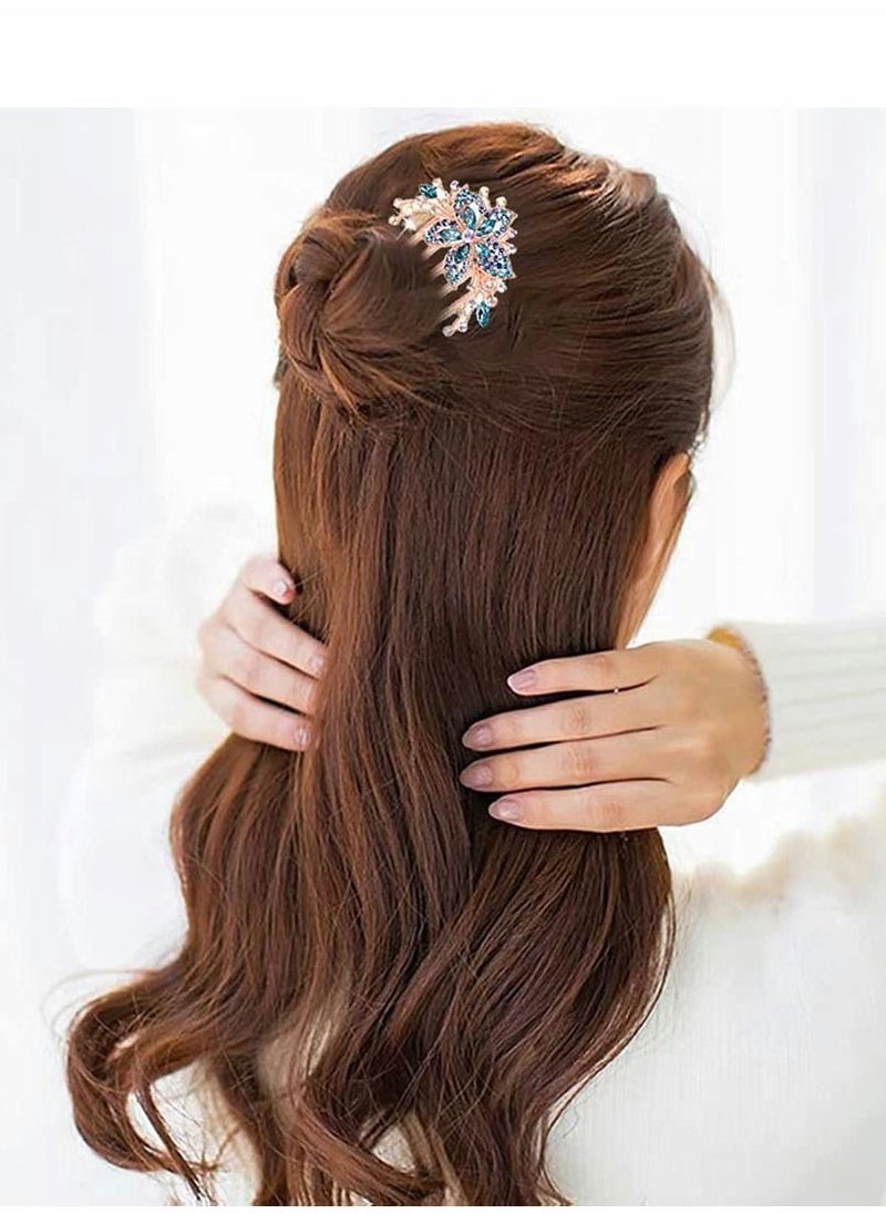 Excefore Rhinestone Hair Combs, 4 Pcs Bridal Wedding Flower Floral Hair Combs  - Image 3