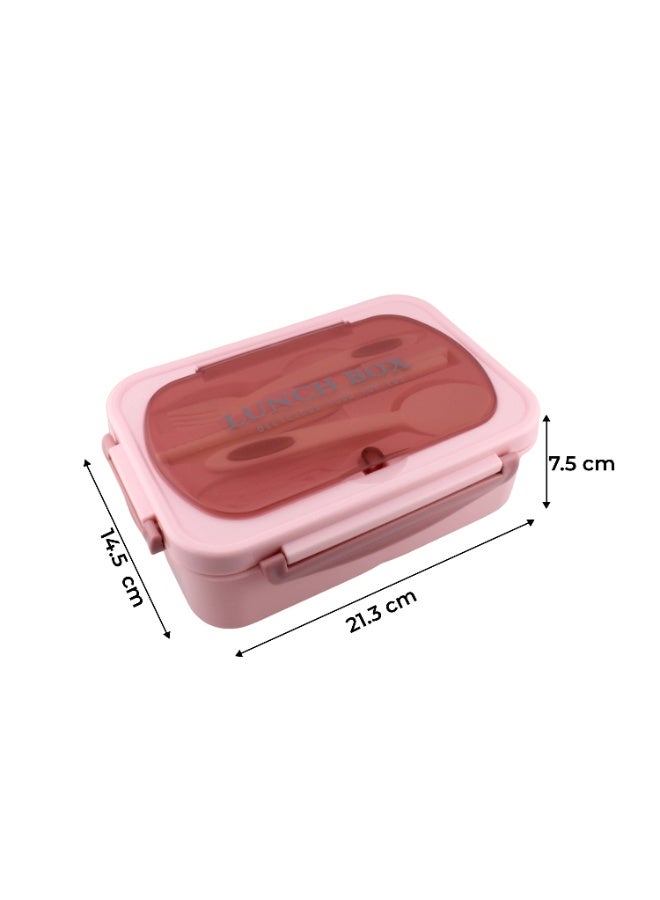 CRAVISTA Bento Lunch Box for Adults and Kids – 1200ML Leakproof 3-Compartment Lunchbox with Spoon & Fork – BPA-Free, Microwave Safe, Durable Food Container (Pink) - Image 5
