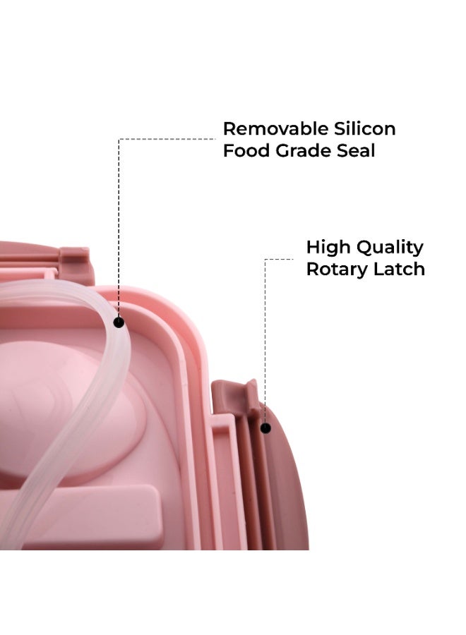 CRAVISTA Bento Lunch Box for Adults and Kids – 1200ML Leakproof 3-Compartment Lunchbox with Spoon & Fork – BPA-Free, Microwave Safe, Durable Food Container (Pink) - Image 4