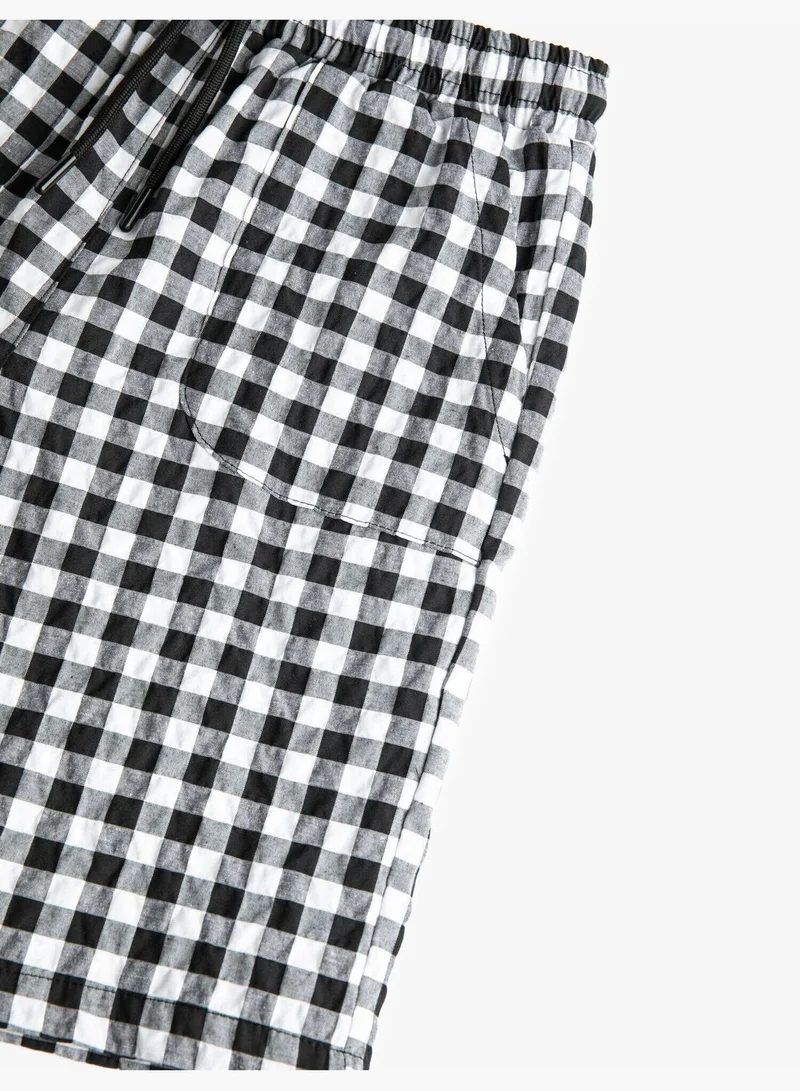 KOTON Drawstring Plaid Shorts Mid-Thigh Length
