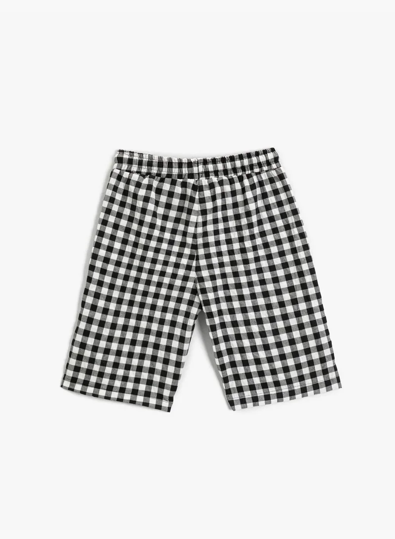 KOTON Drawstring Plaid Shorts Mid-Thigh Length