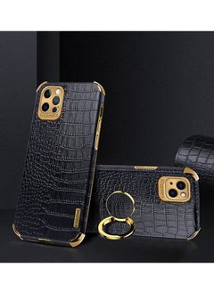 Case for iPhone 13 Pro Ring Holder Luxury Crocodile Gold Edge Protective Cover case