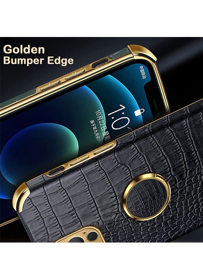 Generic - Case for iPhone 13 Pro Ring Holder Luxury Crocodile Gold Edge Protective Cover case - Image 1