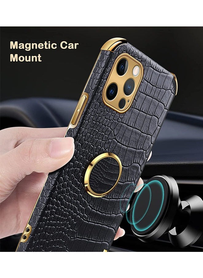 Generic - Case for iPhone 13 Pro Ring Holder Luxury Crocodile Gold Edge Protective Cover case - Image 1