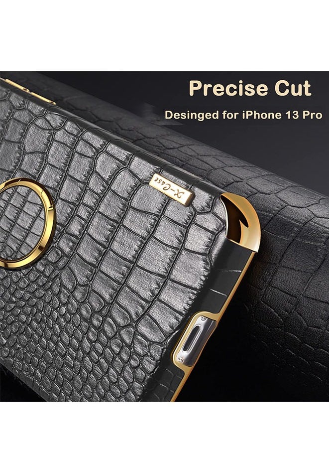 Generic - Case for iPhone 13 Pro Ring Holder Luxury Crocodile Gold Edge Protective Cover case - Image 1