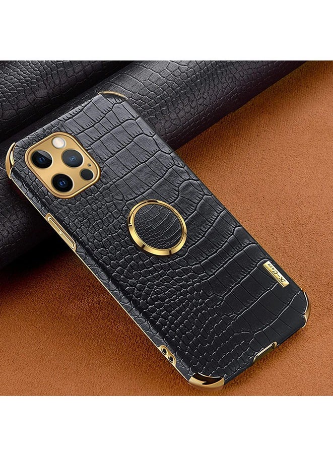 Generic - Case for iPhone 13 Pro Ring Holder Luxury Crocodile Gold Edge Protective Cover case - Image 1