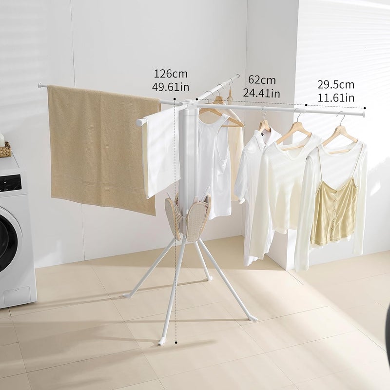 RFOUO Clothes Drying Rack Tripod Aluminum-4rods16 Clips,Portable Foldable Drying Rack,Space-Saving,Drying Rack Clothing for Laundry Bedroom Household RV Camping - Image 2
