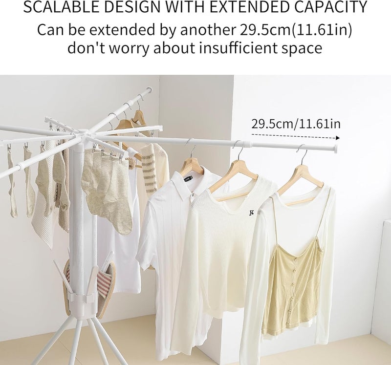 RFOUO Clothes Drying Rack Tripod Aluminum-4rods16 Clips,Portable Foldable Drying Rack,Space-Saving,Drying Rack Clothing for Laundry Bedroom Household RV Camping - Image 3