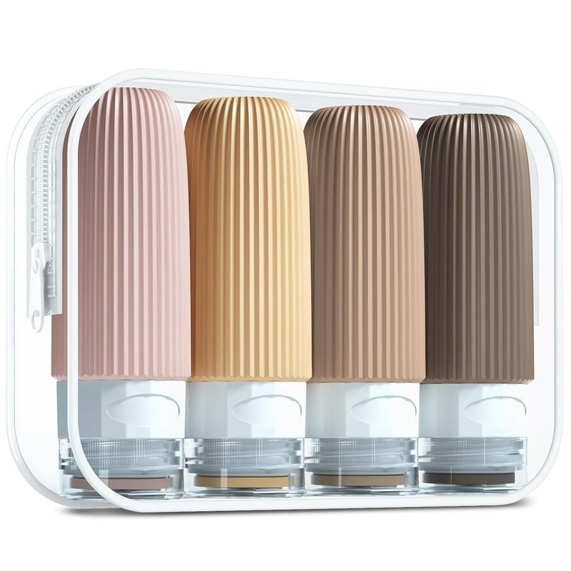 SKYWORK Travel Bottles Kit for Toiletries Organizer | 4-Pack BPA-Free 90ml Silicone Containers | Portable Leak-Proof Bottles for Shampoo, Conditioner, Lotion, and Travel Essentials - Image 1