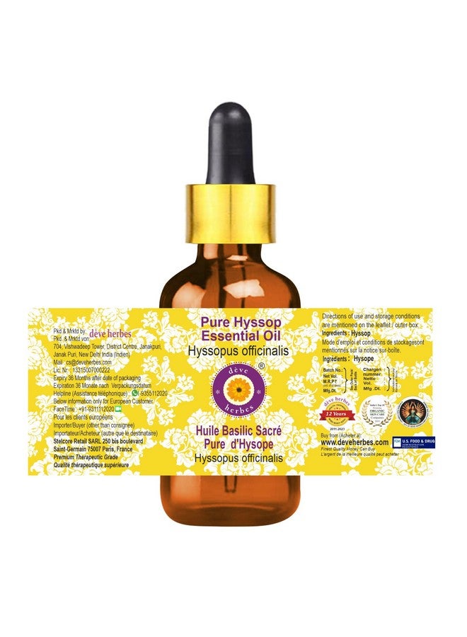 Deve Herbes Hyssop Essential Oil (Hyssopus officinalis) with Glass Dropper Pure | Non-Sticky | Non-greasy | Lightweight | Men & Women | All Skin Types | Steam Distilled 10ml - Image 3