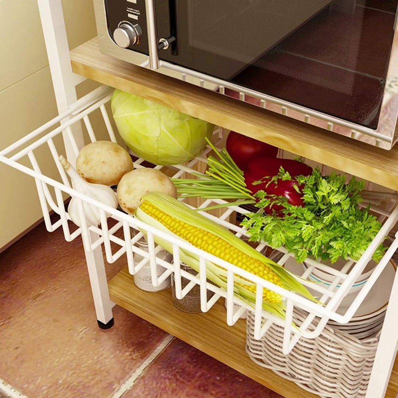 INDIAN DECOR 46600 Compact Floor Standing Kitchen Microwave Oven Rack 3 Layers Kitchen Shelf Vegetable Basket Multifunction Oven Rack Condiment Pot Rice Cooker Shelf Size L52W33H70cm  - Image 4